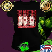 The best trio pippen bulls michael jordan and rodman basketball players signatures s Ladies tee