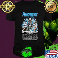 The carolina panthers football 25th anniversary 1995 2020 thank you for the memories signatures shirt