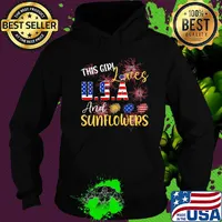 The girl loves and sunflowers USA American flag veteran Independence day s Hoodie
