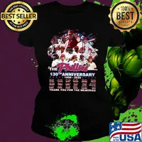 The philadelphia phillies 130th anniversary 1890 2020 thank you for the memories signatures s Ladies tee