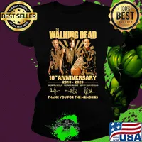 The walking dead movie 10th anniversary 2010 2020 thank you for the memories signatures s Ladies tee
