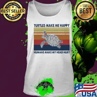 Turtles Make Me Happy Humans Make My Head Heart Vintage Retro Shirt Tank top