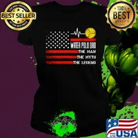 Water polo dad the man the myth the legend american flag independence day s Ladies tee
