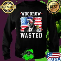 Woodrow wasted drinking 4th of july American flag s Sweater