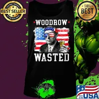 Woodrow wasted drinking 4th of july American flag s Tank top