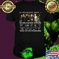 13 reasons why 2017 2020 04 seasons 49 episodes thank you for the memories signatures shirt