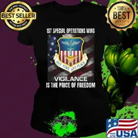 1st special operations wing vigilance is the price of freedom american flag independence day s Ladies tee