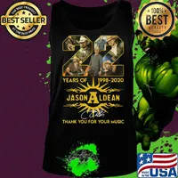 22 years of 1998-2020 Jason Aldean thank you for your music signature s Tank top