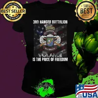 3rd ranger battalion vigilance is the price of freedom american flag independence day s Ladies tee