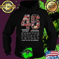 46 years of 1974 2020 chicago blackhawks thank you for the memories signatures s Hoodie