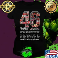 46 years of 1974 2020 chicago blackhawks thank you for the memories signatures s Ladies tee