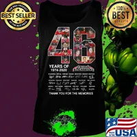 46 years of 1974 2020 chicago blackhawks thank you for the memories signatures s Tank top