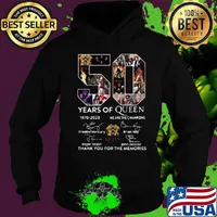 50 Years Of Queen 1970-2020 We are the champions Signatures Thank you for the memories s Hoodie