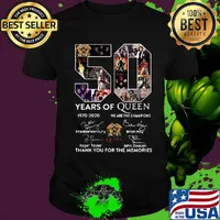 50 Years Of Queen 1970-2020 We are the champions Signatures Thank you for the memories shirt