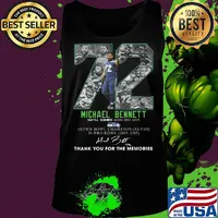 72 michael bennett seattle seahwks 2013 2017 suoer bowl chamopion thank you for the memories signature s Tank top