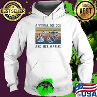 A woman her dog paw and her marine vintage retro s Hoodie