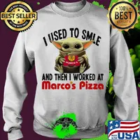 Baby yoda i used to smile and then i worked at marco's pizza s Sweater