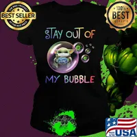 Baby yoda mask hug ford stay out of my bubble covid-19 s Ladies tee