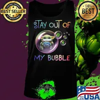 Baby yoda mask hug ford stay out of my bubble covid-19 s Tank top