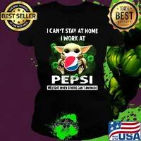 Baby yoda mask i can't stay at home i work at pepsi we fight when others can't anymore covid-19 s Ladies tee