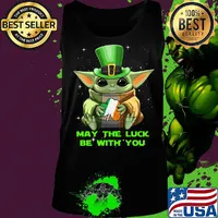 Baby yoda may the luck be with you happy st.patrick's day s Tank top
