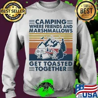 Bear Camping where friends and marshmallows get toasted together vintage retro s Sweater
