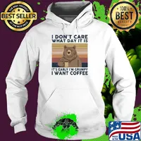 Bear i don't care what day it is it's early i'm grumpy i want coffee vintage retro s Hoodie
