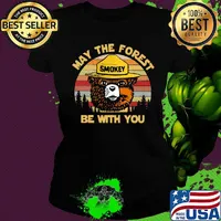 Bear smokey may the forest be with you vintage retro s Ladies tee