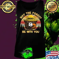 Bear smokey may the forest be with you vintage retro s Tank top
