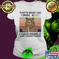 Bear that's what i do i drink captain morgan i hate people and i know things vintage retro s Ladies tee