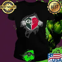Blood insides green bay packers and wisconsin badgers heartbeat s Ladies tee