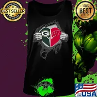 Blood insides green bay packers and wisconsin badgers heartbeat s Tank top