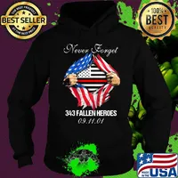 Blood insides never forget 343 fallen heroes american flag independence day s Hoodie