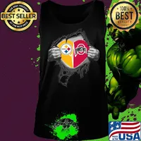 Blood insides pittsburgh steelers and ohio state buckeyes heartbeat s Tank top