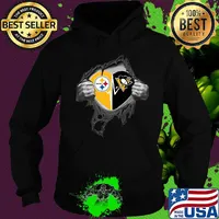 Blood insides pittsburgh steelers and pittsburgh penguins heartbeat s Hoodie