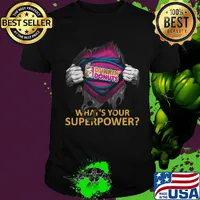 Blood insides superman dunkin donuts what's your superpower shirt