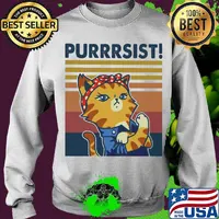 Cat purrrsist vintage retro s Sweater