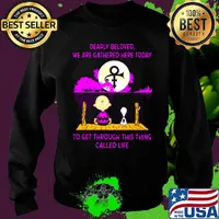 Charlie brown and snoopy dearly beloved we are gathered here today to get through this thing called life s Sweater