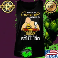 Charlie brown and snoopy some of us grew up listening to aerosmith the cool ones still do s Tank top