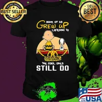 Charlie brown and snoopy some of us grew up listening to aerosmith the cool ones still do shirt