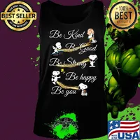 Charlie brown snoopy and woodstock be kind be good be strong be happy be you s Tank top