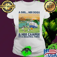 Chihuahua a woman her dog paw and her camper it's a beautiful thing vintage retro s Ladies tee
