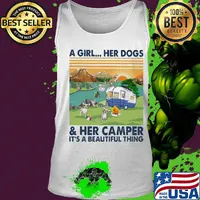 Chihuahua a woman her dog paw and her camper it's a beautiful thing vintage retro s Tank top