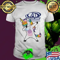 Dabbing unicorn mask advocare we build champions logo coronavirus shirt