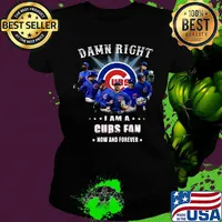 Damn right i am a chicago cubs fan now and forever stars s Ladies tee