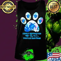 Easily distracted by turtles and dogs paw s Tank top