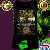 Electric light orchestra 50th anniversary 1970 2020 thank you for the memories signatures logo s Tank top