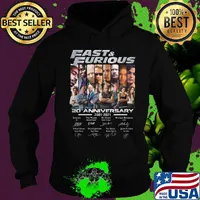 Fast and furious 20th anniversary 2001-2021 signature s Hoodie