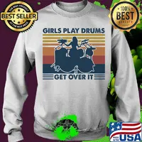 girls play drums get over it vintage retro s Sweater