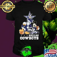 Goofy donald duck and mickey mouse dallas cowboys football shirt